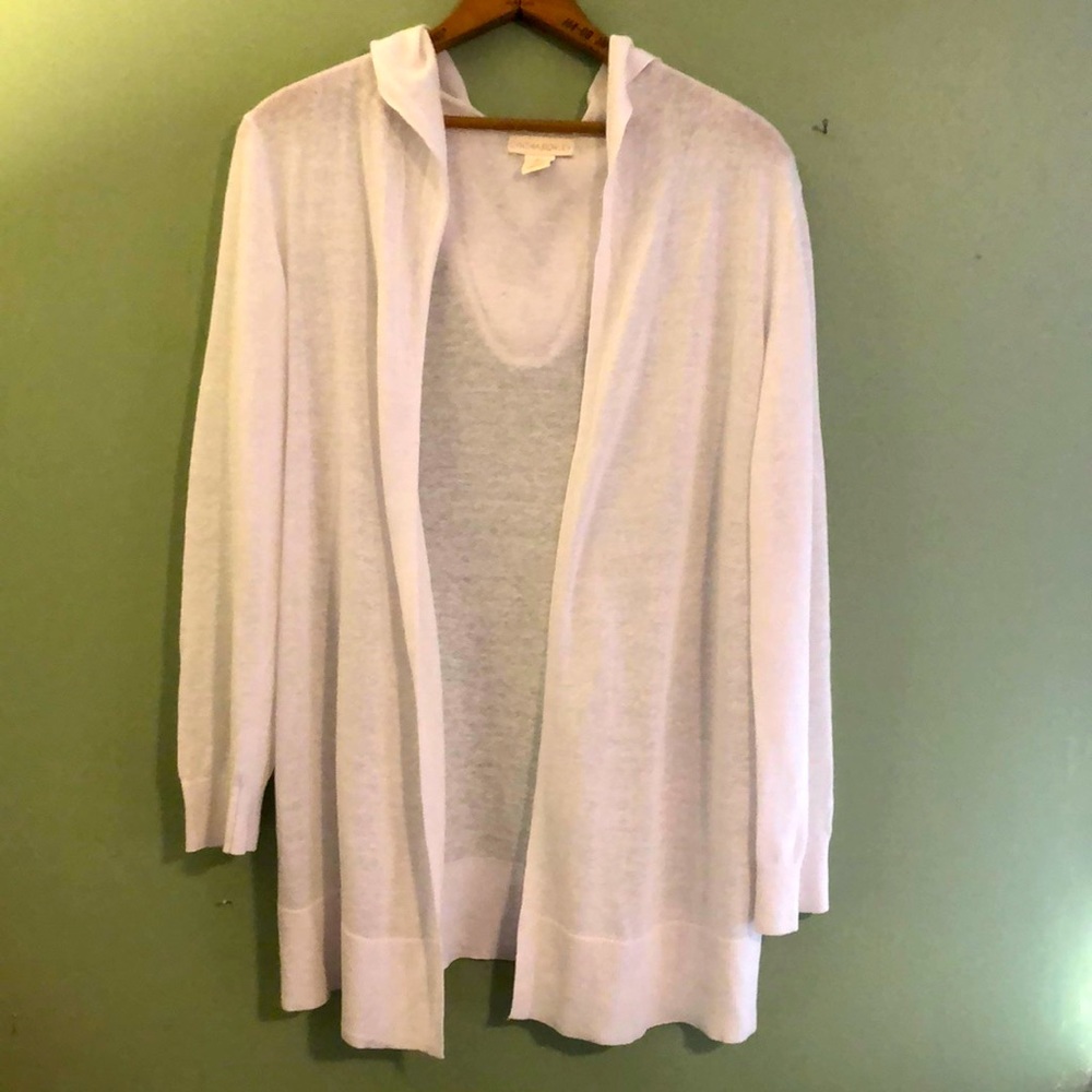 Cynthia Rowley Hoodie Linen/Viscose White Sweater Coverup 28" Long